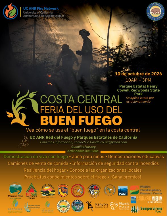Volante de la Feria del Buen Fuego de la Costa Central: 10 de octubre de 2026, de 10 a.m. a 3 p.m., Parque Estatal Henry Cowell Redwoods.
